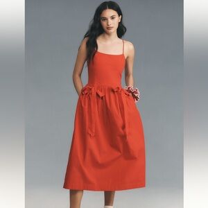Red Damson Madder Anthropologie Penelope Apron Midi Dress. US size 6